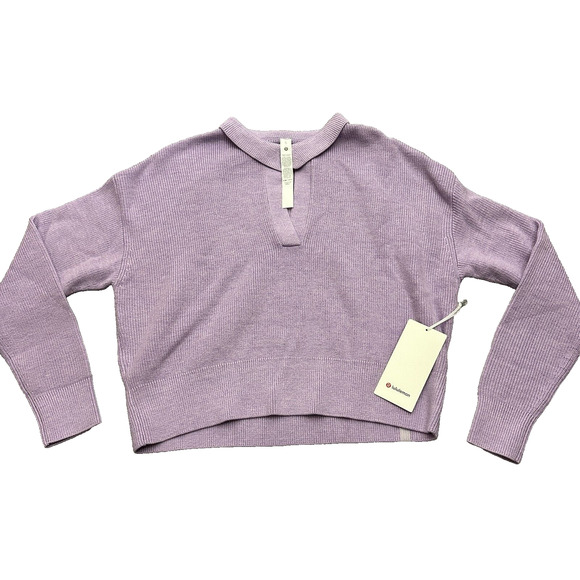Lululemon Collared Merino Wool Sweater HLIE Heather Lilac Ether Purple Size XL - Picture 1 of 9